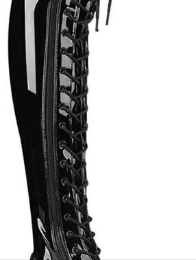 Demonia Black Patent Lace-Up Combat Moto Boots
